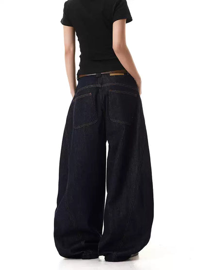 Retro Pocket Stitching Scimitar Jeans