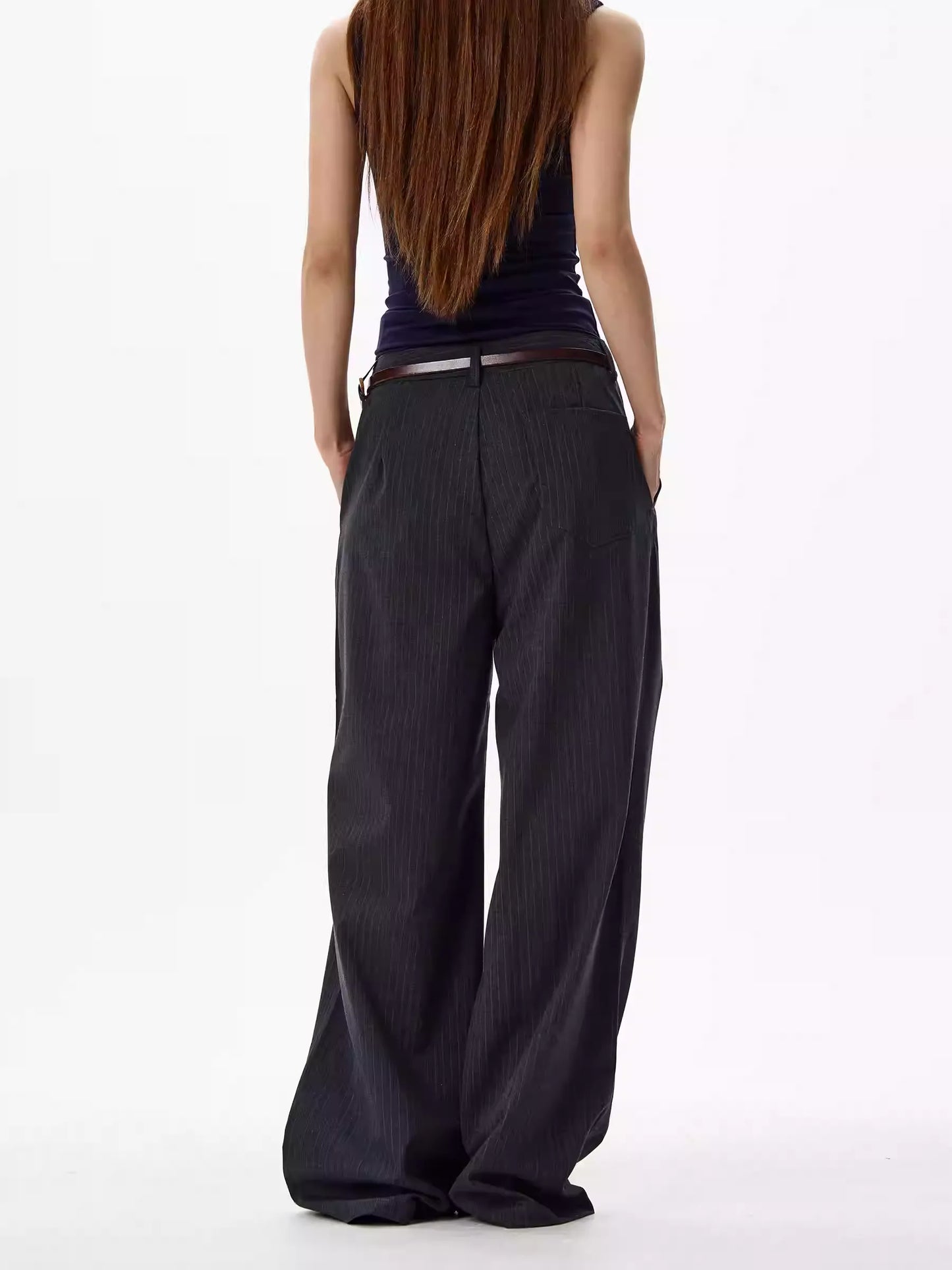 The Draped Pinstripe Pleated Trousers