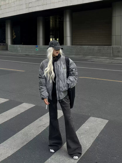 Wasteland Style Pleated Design Bomber