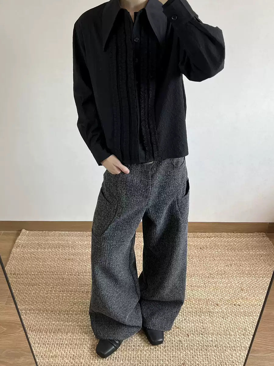 Oblique Pocket Two-Color Trousers