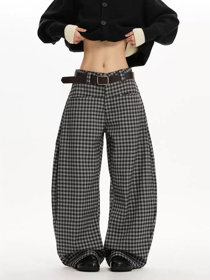 Lazy Plaid Loose Slim Cutlass Pants