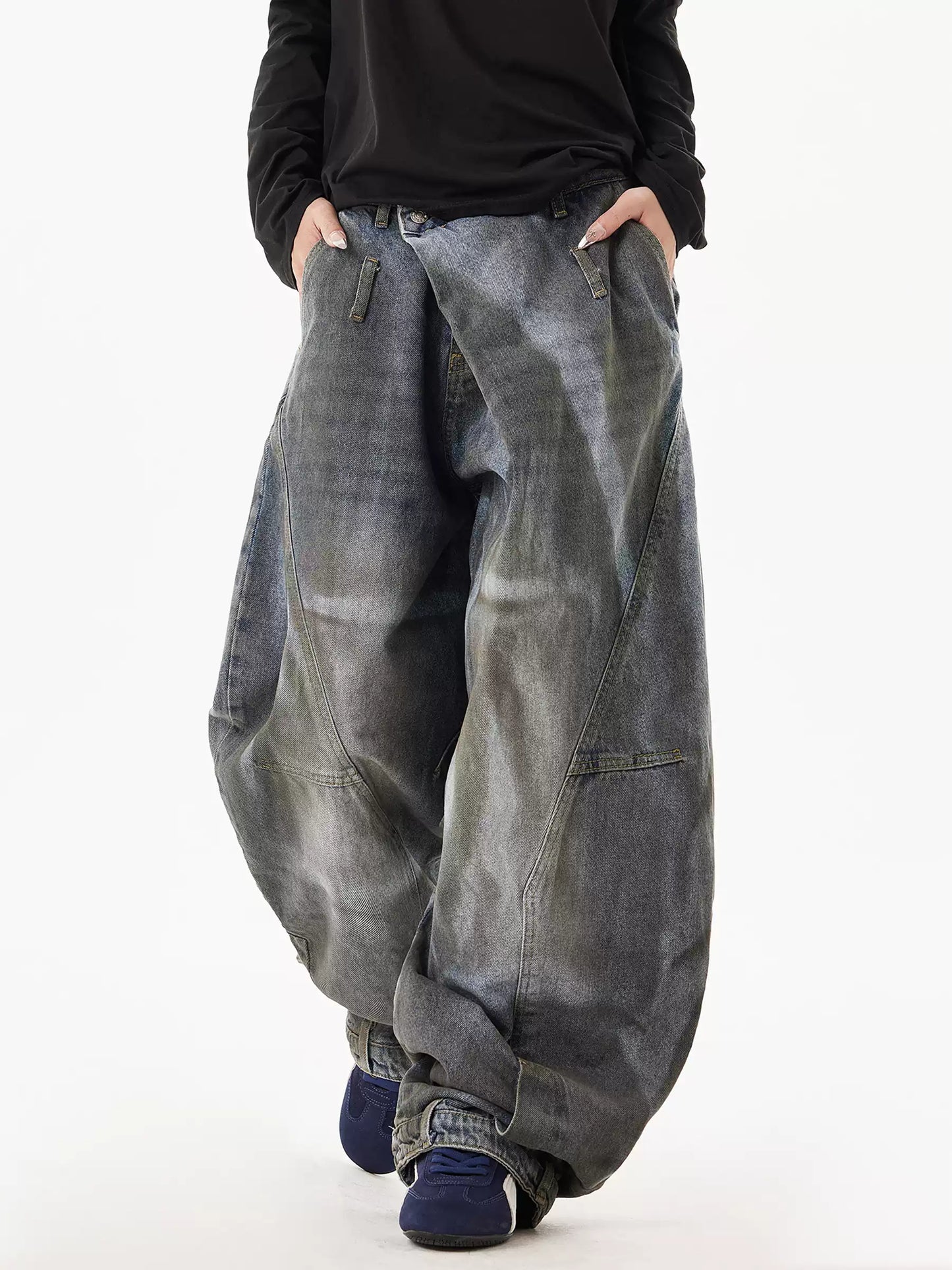 Dirty Old Jeans Reverse Waist Pants
