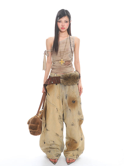 Washed Distressed Vintage Jeans