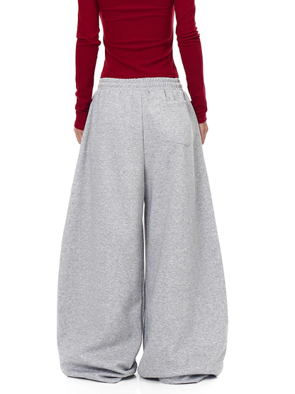 American Street Style Heart Patch Embroidery Scimitar Sweatpants