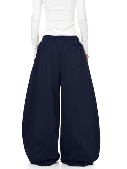 American Street Style Heart Patch Embroidery Scimitar Sweatpants