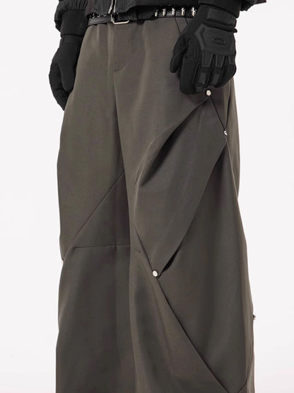 Metal Button Drape Pants
