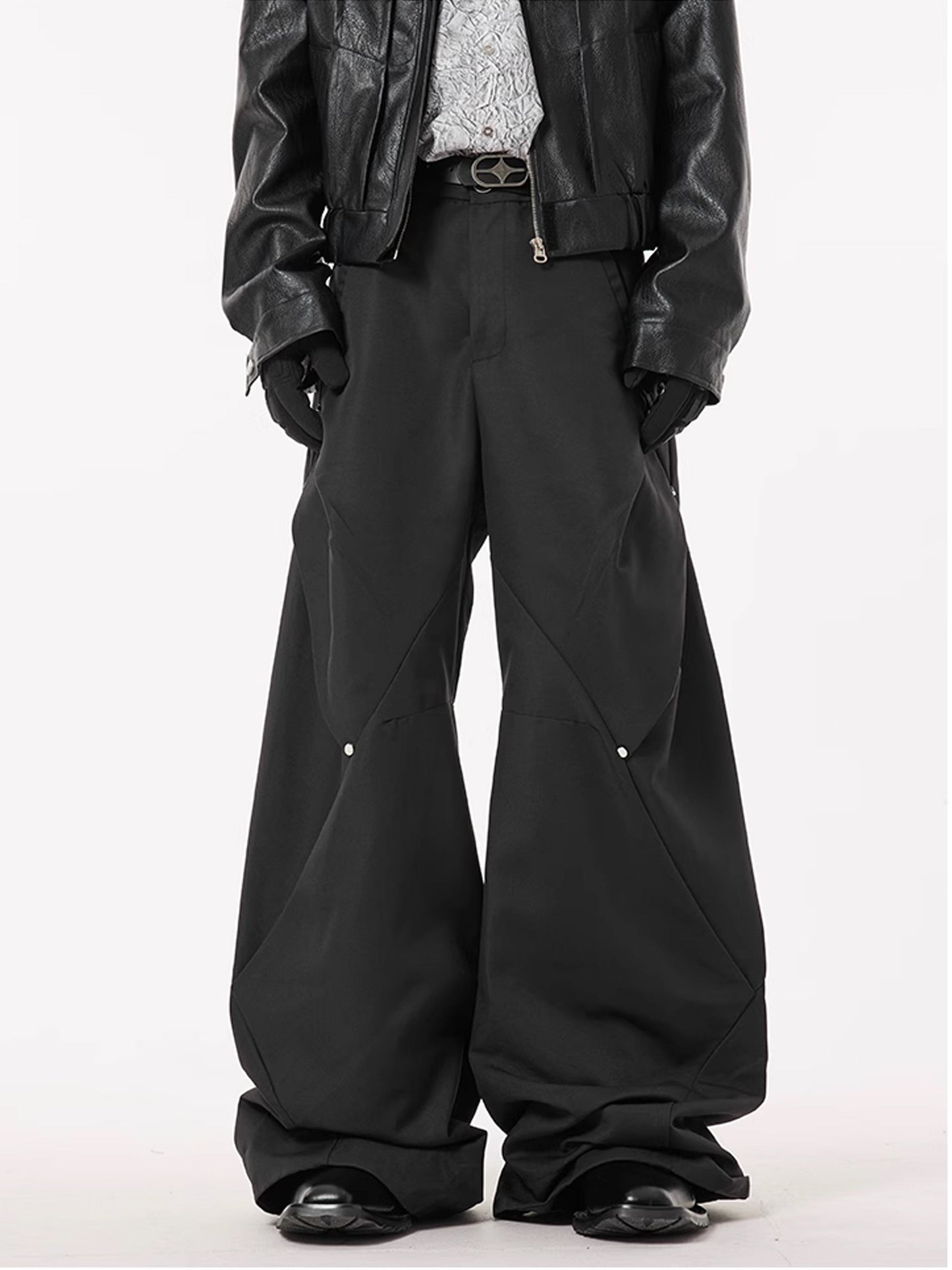 Metal Button Drape Pants